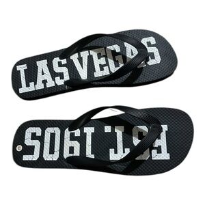 Black Las Vegas Flip Flops Est 1905 White Font Thongs Mens Size 12-13